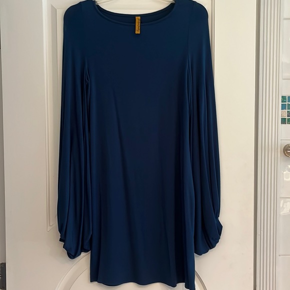 Rachael Pally Gathered Bell Sleeve Mini Dress - Picture 1 of 6